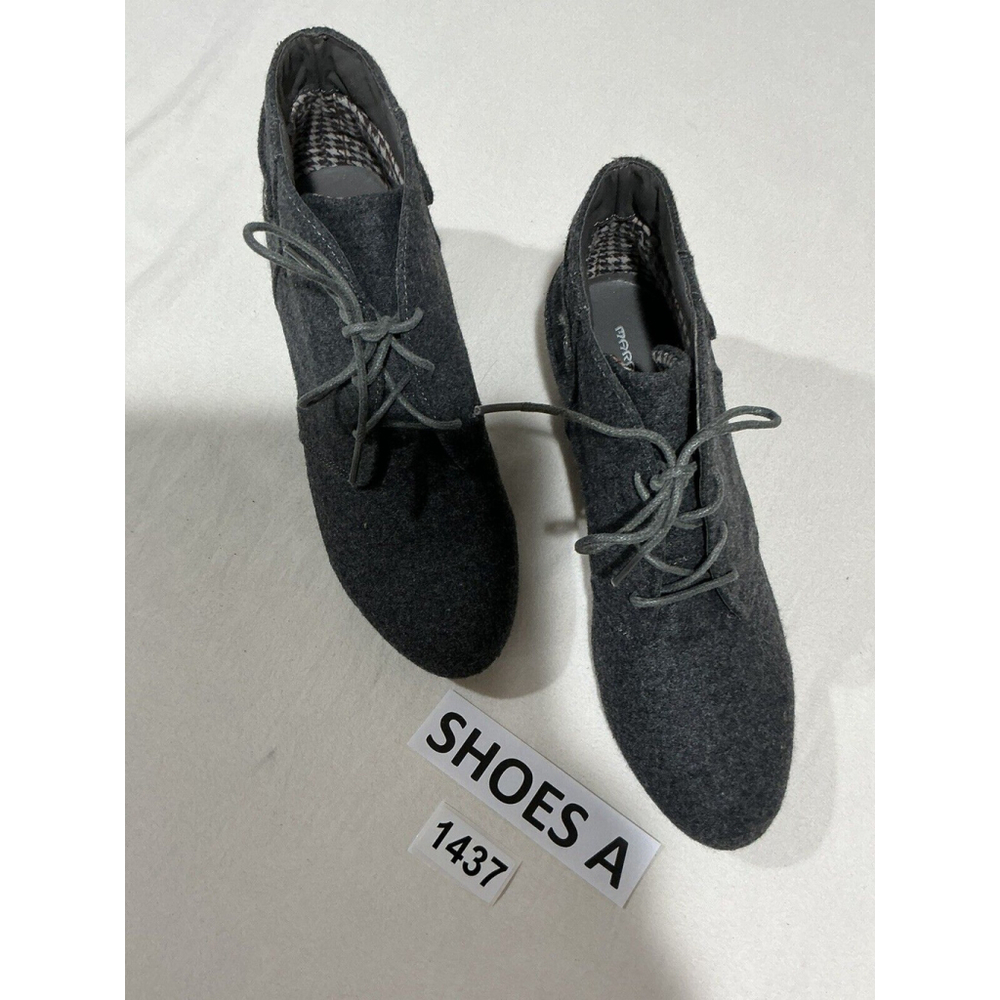 Womans Marbella Boca 7.5 M Gray Fabric Lace Up Wedge Heel Bootie
